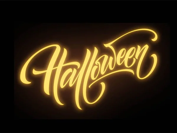 Brillan en el fondo oscuro Felices letras de Halloween. Ilustración vectorial — Vector de stock