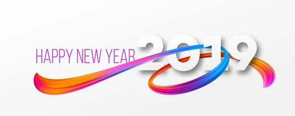 Feliz año nuevo 2019 diseño de banner — Vector de stock