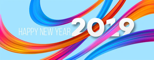 Feliz Año Nuevo 2019 diseño de banner acrílico — Vector de stock