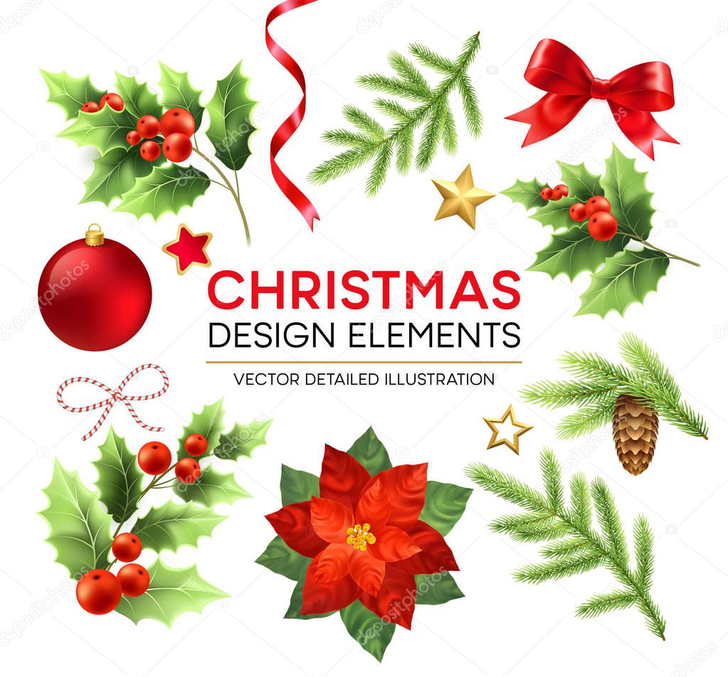 Christmas design elements set