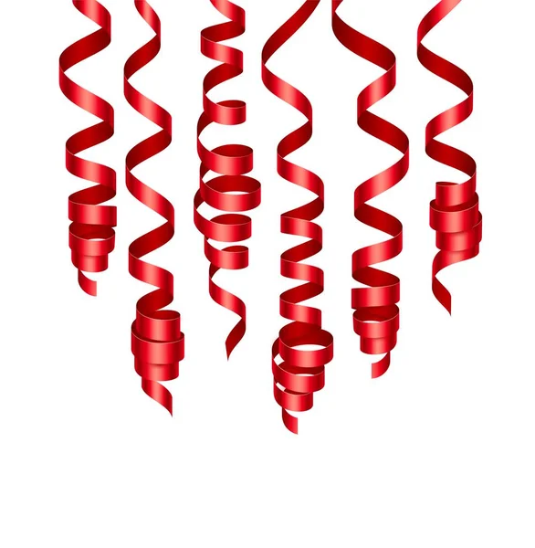 党装饰红色彩带或卷曲党丝带 矢量插图 Eps140 — 图库矢量图片