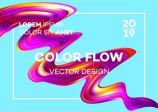 Modern colorful flow poster. Wave Liquid shape in blue color background. Art design for your design project. Vector illustration EPS10 — Stock Vector