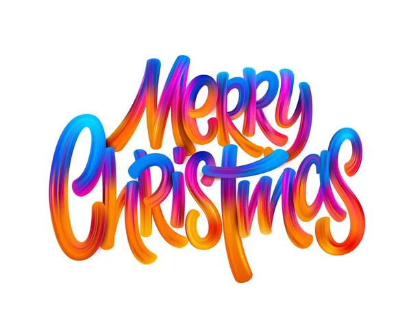 Frohe Weihnachten handgezeichnete Ölfarbe Schriftzug — Stockvektor