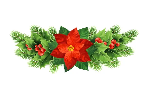 Різдвяна пуансетія квітка реалістична Векторні ілюстрації — стоковий вектор