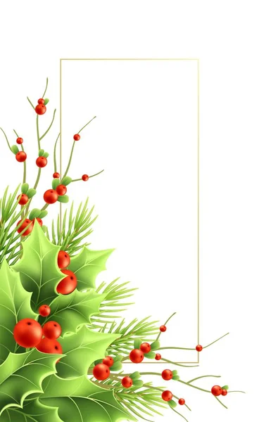 Tarjeta de felicitación de Navidad vector plantilla con marco de texto — Archivo Imágenes Vectoriales