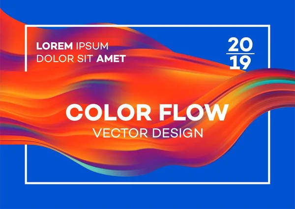Modernes buntes Flow-Poster. Wave Liquid Form in blauer Farbe Hintergrund. Art Design für Ihr Designprojekt. Vektorabbildung EPS10 — Stockvektor