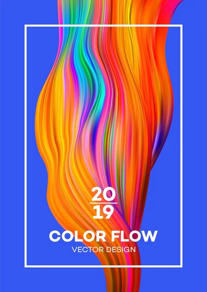 Modern colorful flow poster. Wave Liquid shape in blue color background. Art design for your design project. Vector illustration EPS10 — Stock Vector