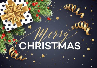 Neşeli Noel tebrik kartı vektör şablonu