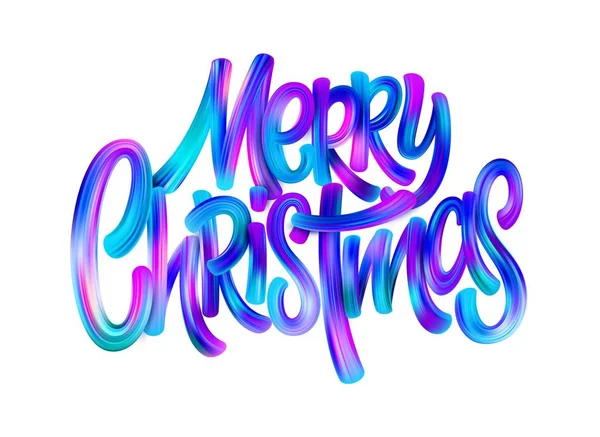 Feliz Navidad pintar letras gradiente pincel — Vector de stock