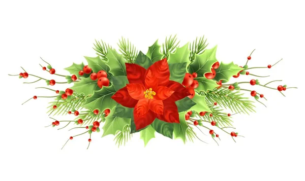 Kerst poinsettia flower realistische vectorillustratie — Stockvector