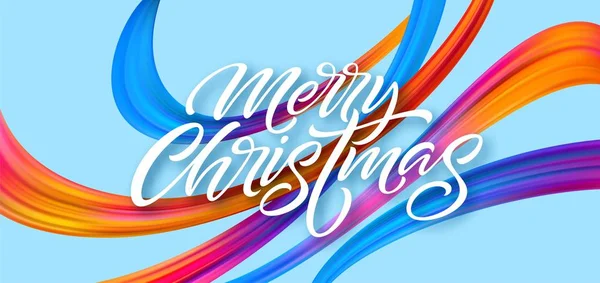 Feliz Navidad mano dibujado diseño de banner de letras — Vector de stock