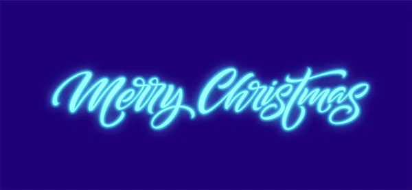 Frohe Weihnachten neon Schriftzug — Stockvektor