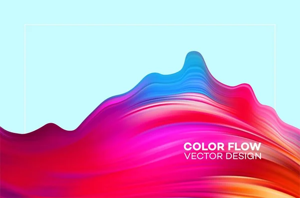Modern renkli akış posteri. Mavi arkaplanda dalga sıvısı şekli. Tasarım projen için sanat tasarımı. Vektör illüstrasyonu EPS10 — Stok Vektör