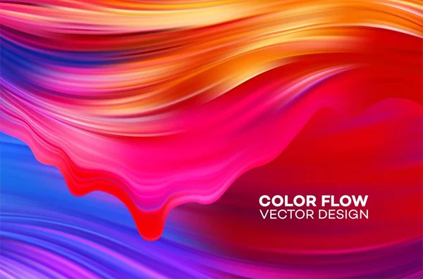 Modern färgglada flöde affisch. Wave Flytande form i blå färg bakgrund. Konstdesign för ditt designprojekt. Vektorillustration EPS10 — Stock vektor