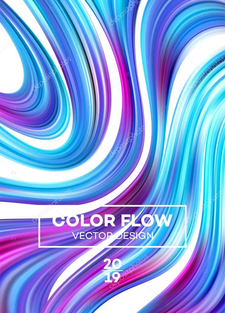 Modern colorful flow poster. Wave Liquid shape in blue color background. Art design for your design project. Vector illustration EPS10