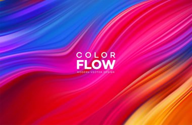 Modern renkli akışı poster. Renk arka plan dalga sıvı formda. Sanat tasarım tasarım projesi. Vektör çizim