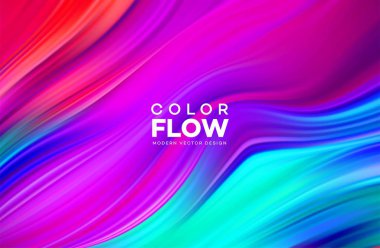 Modern renkli akışı poster. Renk arka plan dalga sıvı formda. Sanat tasarım tasarım projesi. Vektör çizim