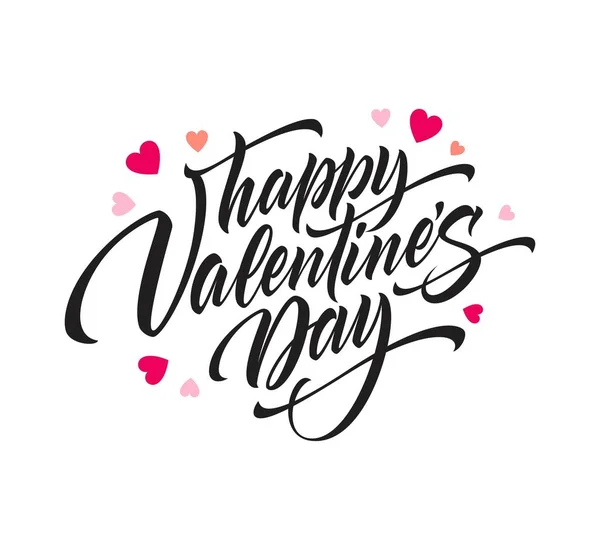 Belettering Happy Valentines Day. Wenskaartsjabloon met typografie tekst. Vectorillustratie — Stockvector