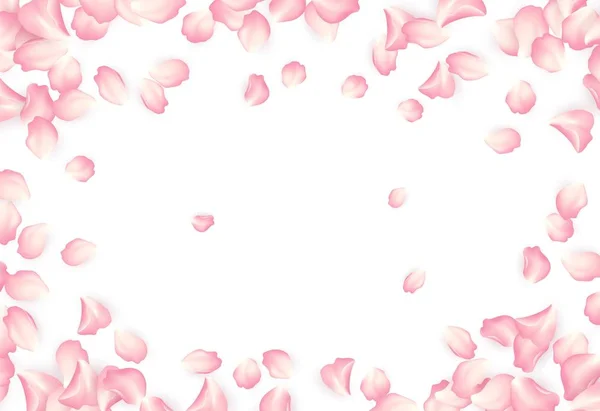 Падающие красные лепестки роз изолированы на белом фоне. Векторная иллюстрация — стоковый вектор