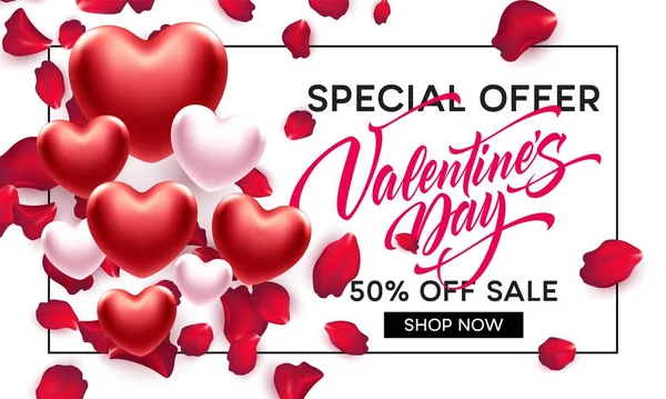 Día de San Valentín venta fondo con corazón. Ilustración vectorial — Vector de stock