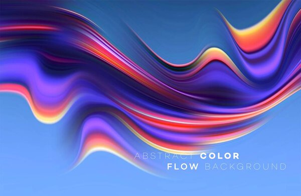 Modern colorful flow poster. Wave Liquid shape in black color background. Art design for your design project. Vector illustration
