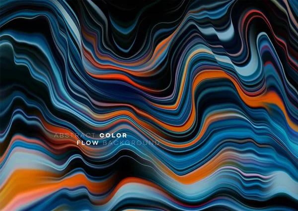 Сучасний барвистий плакат потоку. Хвиля Рідка форма на фоні чорного кольору. Художній дизайн вашого дизайнерського проекту. Векторні ілюстрації — стоковий вектор