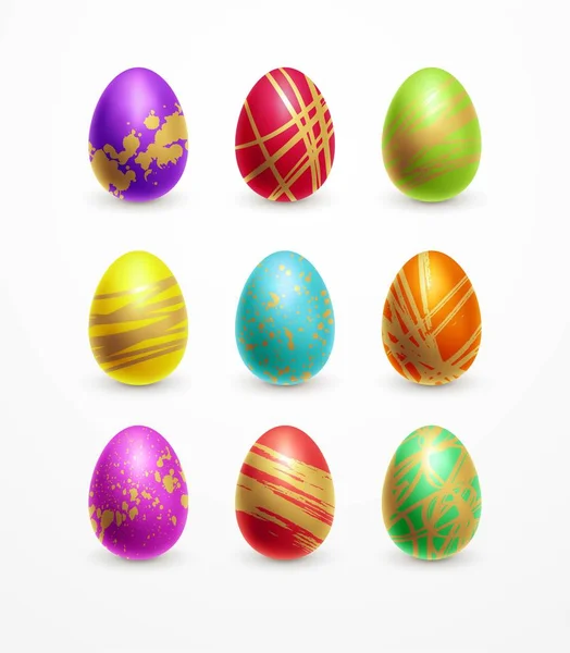 Set de huevos de Pascua de color. Ilustración vectorial — Archivo Imágenes Vectoriales