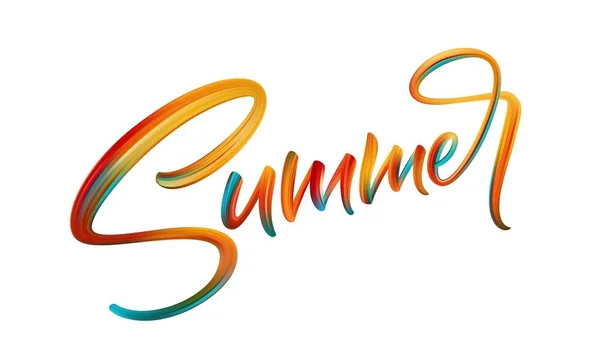 Summer Handwritten brush stroke acrylic paint lettering. Vector millustration — Stock Vector