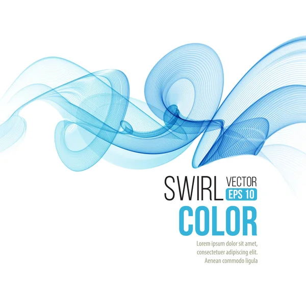 Vector de onda de color liso abstracto. Curva de flujo azul motivo en línea. Diseño de humo. Ilustración vectorial — Vector de stock