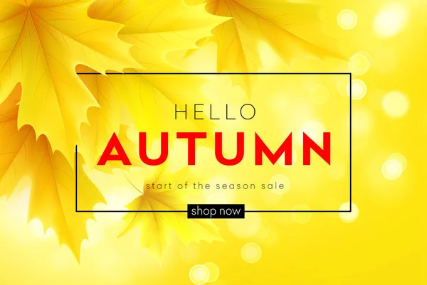 Φθινοπωρινή αφίσα με γράμματα και κίτρινα φθινοπωρινά φύλλα σφενδάμου. Απεικόνιση διανυσματικών φορέων — Διανυσματικό Αρχείο