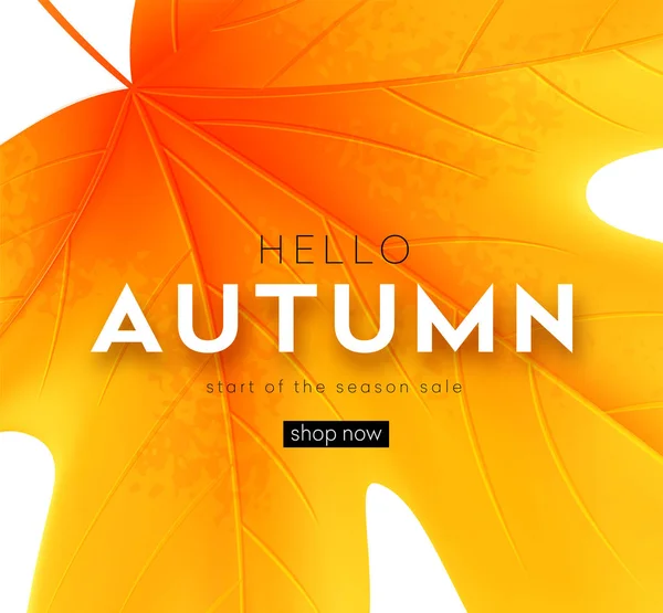 Herfst poster met belettering en gele herfst esdoorn bladeren. Vector illustratie — Stockvector