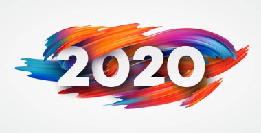 Mutlu Yıllar 2020. Yazı tebrik yazıt. Vektör çizimi