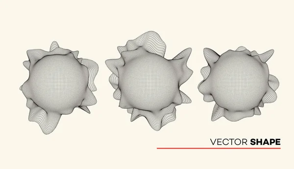 Koule s mřížkami. Globální digitální spojení. Návrh na abstraktní 3D mřížku drátový model. Molekulární mřížka. Futuristická struktura spojení — Stockový vektor