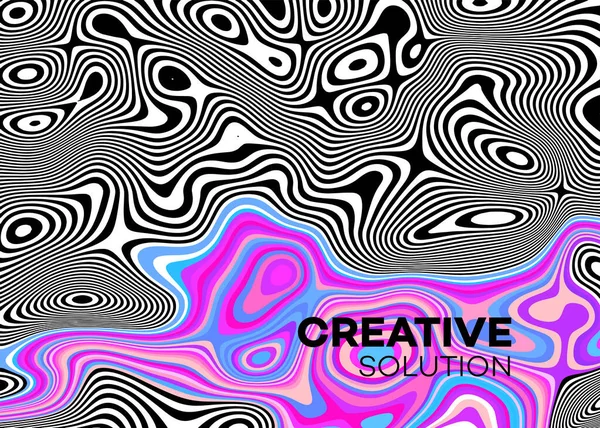 Modern poster with 80 s wave pattern. Abstract music pulse background. Trendy modern style. Rainbow color. Trendy gradient line style vector illustration. — Stock Vector
