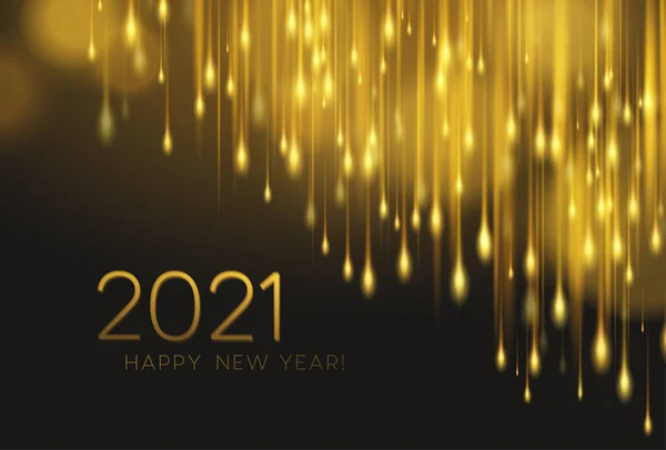 2021 real dourado 3d inscrição no fundo de ouro brilho confete. Ilustração vetorial — Vetor de Stock