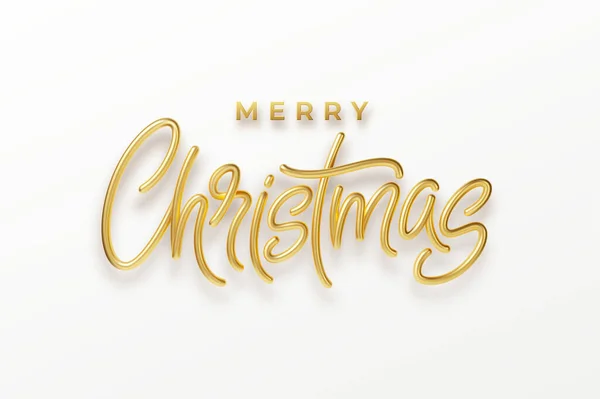 Inscripción realista 3d Feliz Navidad aislado en. Letras doradas brillantes. Ilustración vectorial — Vector de stock