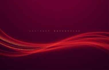 Koyu arkaplanda soyut parlak kırmızı dalga tasarım elemanı. Vektör illüstrasyonu