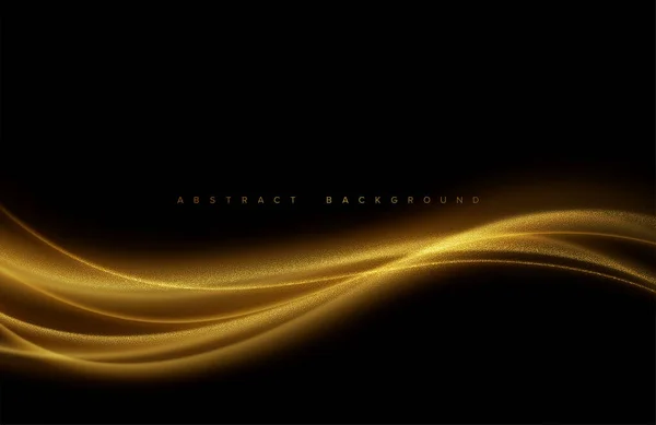 Abstraktní lesklé barvy zlaté vlny designový prvek s třpytivým efektem na tmavém pozadí. Vektorová ilustrace — Stockový vektor