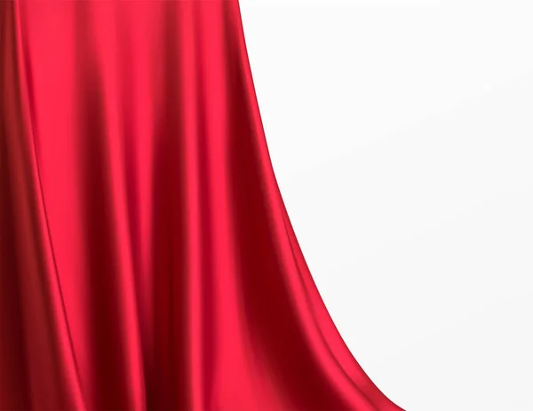 Fondo de tela roja de lujo u onda líquida o pliegues ondulados de textura de seda de material de terciopelo satinado, fondo de lujo o fondo de pantalla elegante. Ilustración vectorial — Vector de stock