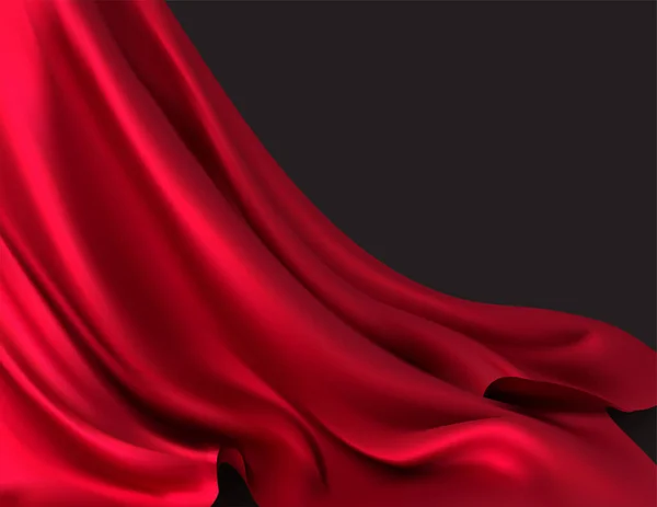 背景的豪华红色面料或液体波纹或波浪形的绸缎丝绒面料，奢华的背景或优雅的墙纸。矢量说明 — 图库矢量图片