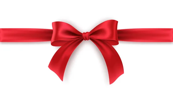 Red Bow και Ribbon σε λευκό φόντο. Ρεαλιστικό κόκκινο τόξο για διακόσμηση Διακοπές πλαίσιο, περίγραμμα. Εικονογράφηση διανύσματος — Διανυσματικό Αρχείο