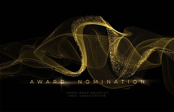 Awards ceremony Luxurious black background with golden glitter waves. Award Nomination Background. Vector illustration — Stock Vector