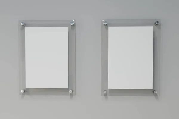 Dua Foto Transparan Dipasang Dinding Akrilik Foto Gambar Poster Frame — Stok Foto