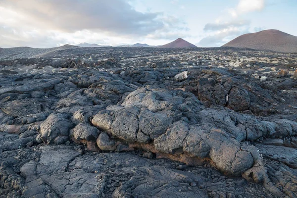 Grijs Vorming Lavastenen Met Bergen Rug Restinga Hierro Canarische Eilanden — Stockfoto