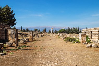 Emevi şehir harabeye Anjar dağlar, Bekaa Vadisi, Lübnan