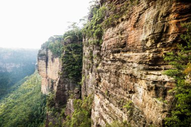 Echo Point, Katoomba, Yeni Güney Galler, Avustralya manzaralı Üç Kız Kardeş boyunca uzun uçurumlar ve kanyonlar