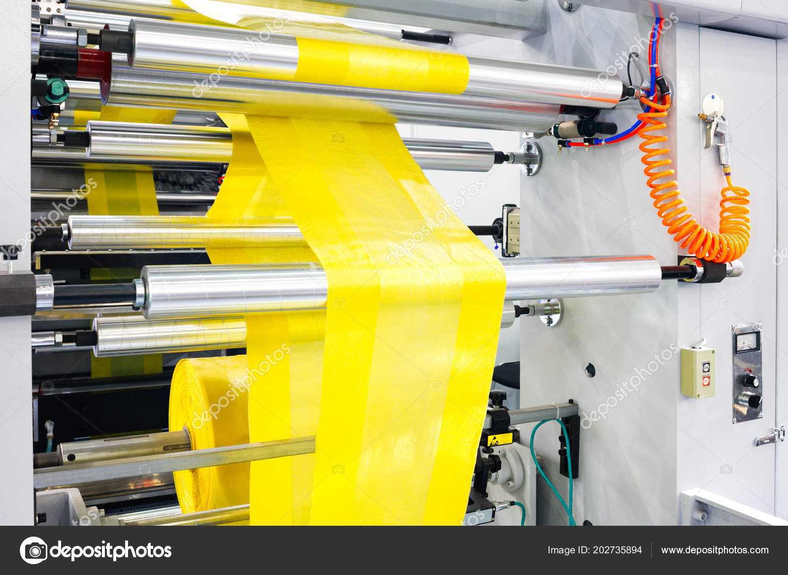 Labels Manufacturing Flexo Printing Machine ⬇ Stock Photo, Image by