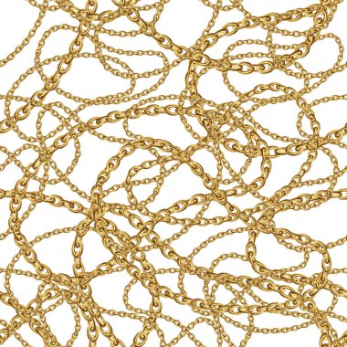 Dikişsiz desen kumaş tasarımı için altın zincir ile. Barok illüstrasyon. 