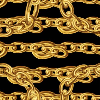 Dikişsiz desen kumaş tasarımı için altın zincir ile. Barok illüstrasyon. 