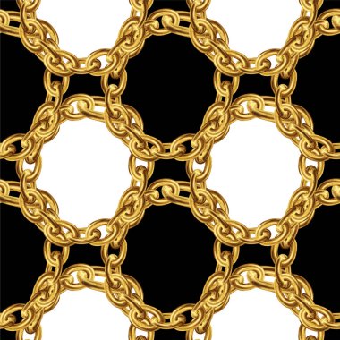 Dikişsiz desen kumaş tasarımı için altın zincir ile. Barok illüstrasyon. 